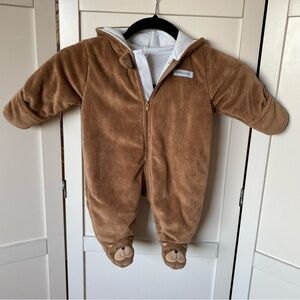 Child of mine hooded winter suit zip up fold over hand covers